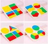 WOODEN 3D FRACTION SHAPES PUZZLE BOARD -Square Pack of 1